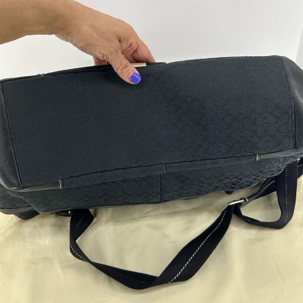 Coach Women's Black Canvas & Leather Tote Bag with Dust Bag EUC - Picture 6 of 16